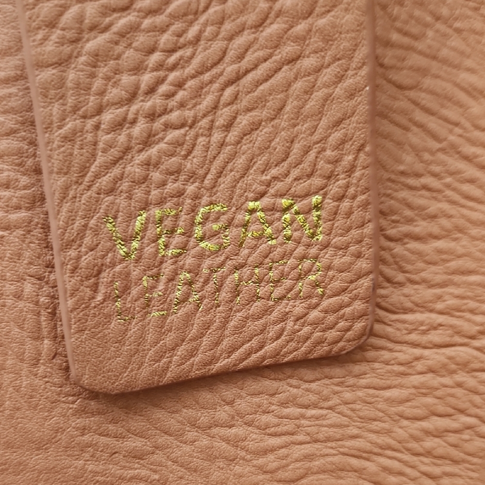 Peach Color Vegan Leather Tote Bag with Structured Design - Picture 6 of 6